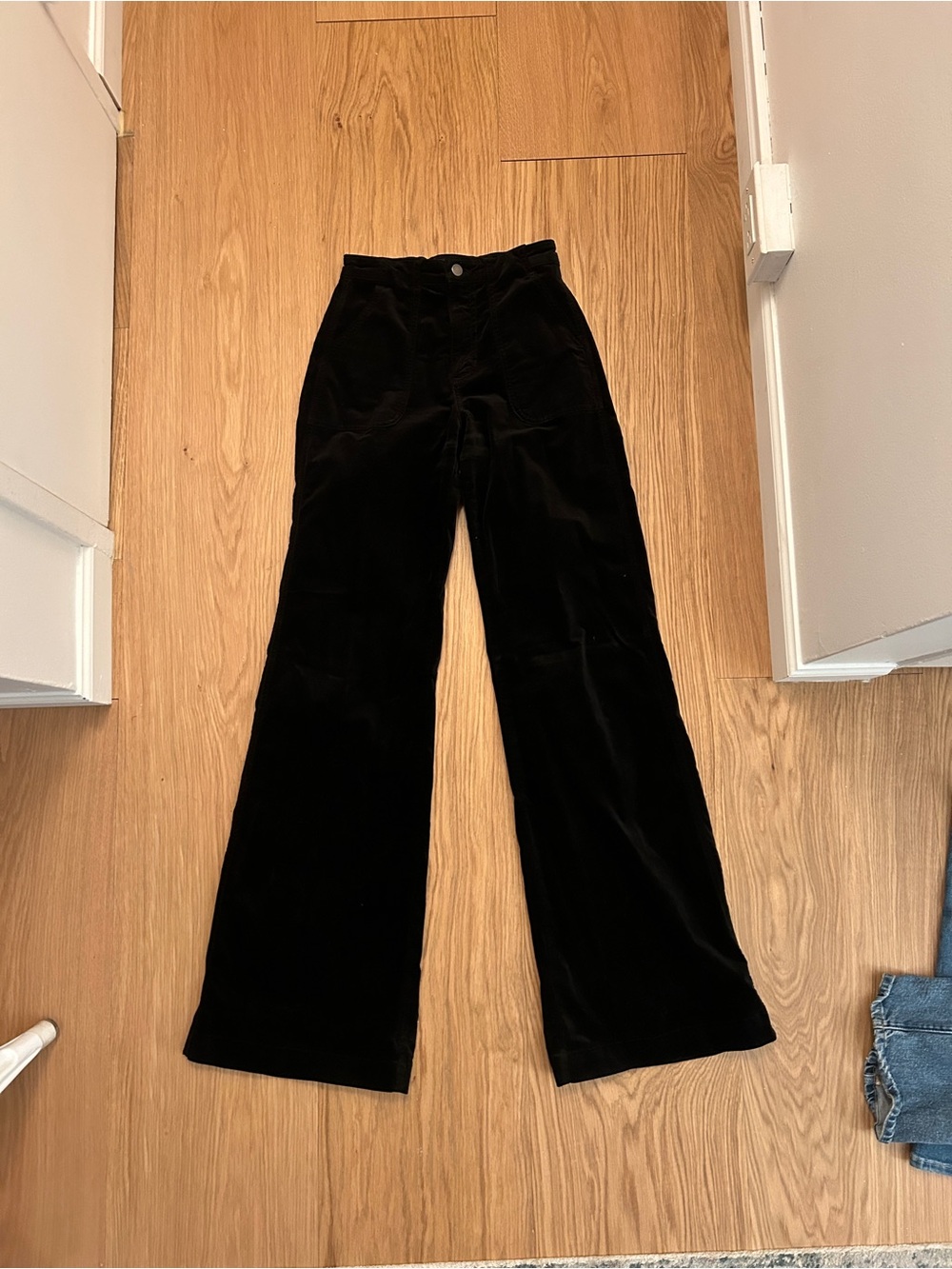 Ramy Brook Theodora Black Wide-Leg Velvet Pants